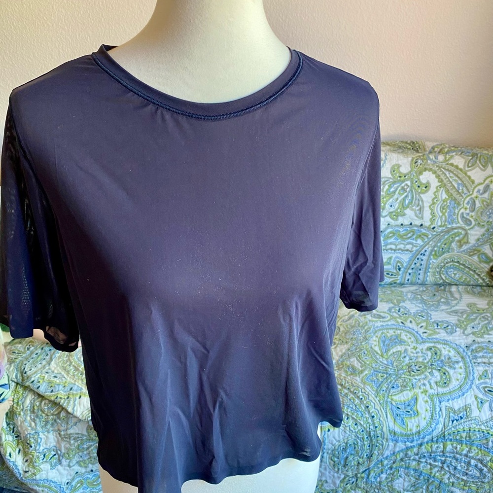 Athleta mesh tee navy medium